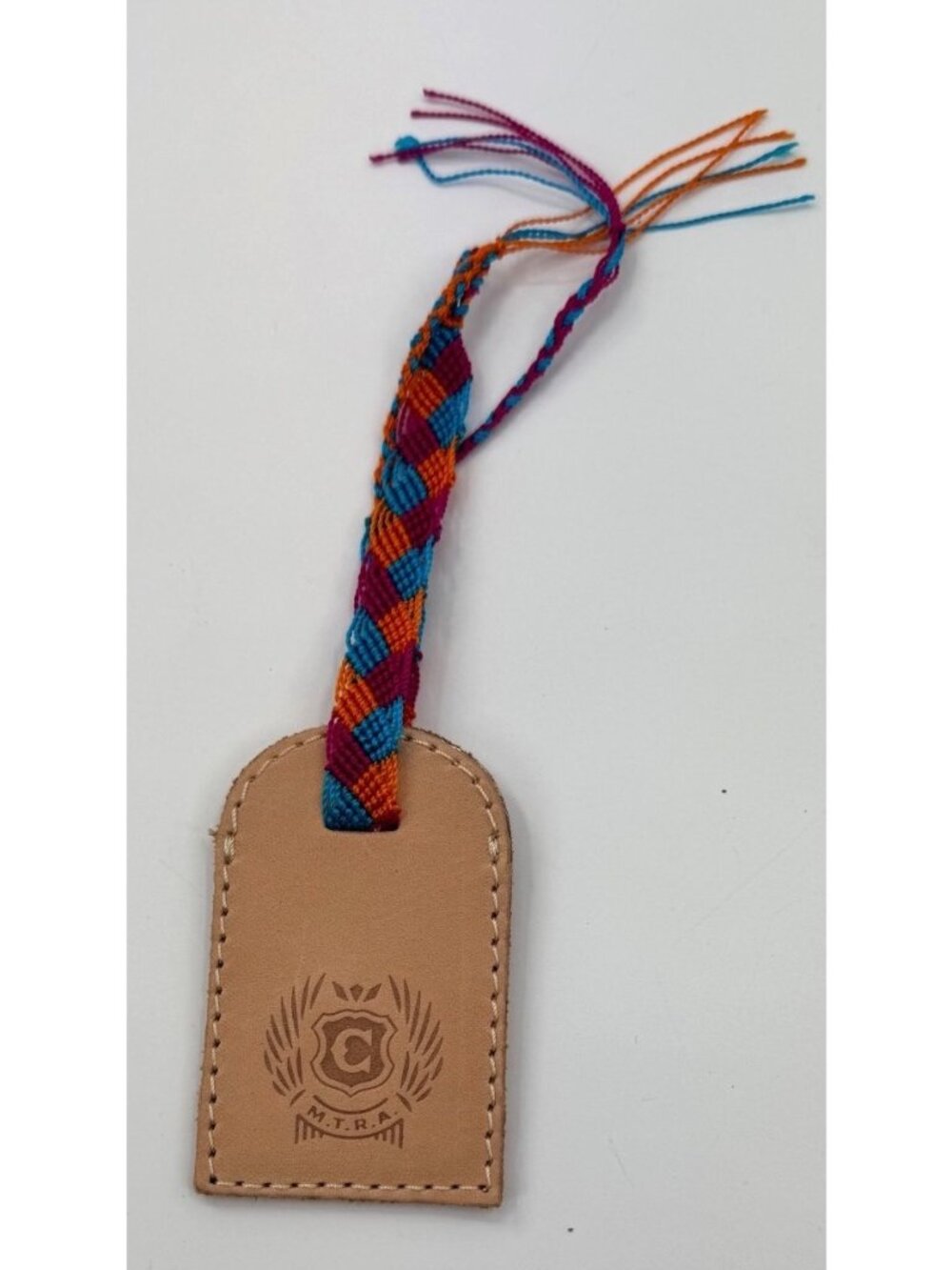 Consuela Leather Luggage Tag With Colorful Braided Strap